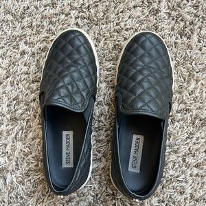 Steve Madden Black Quilted Slip-On Shoes